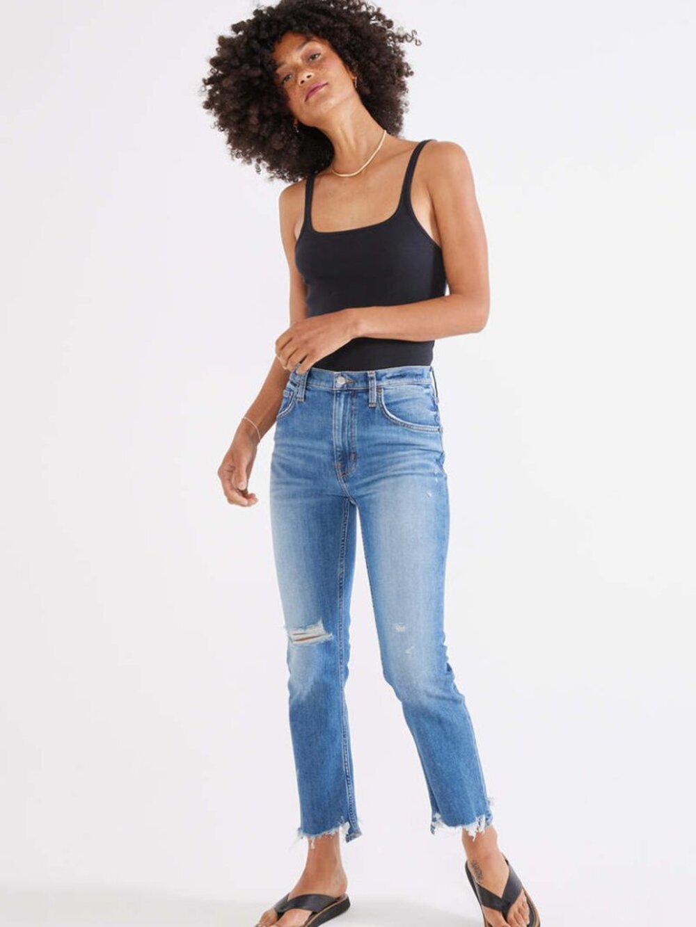 Etica Brigitte Mid Rise Crop Beach Break Denim Jeans Distressed